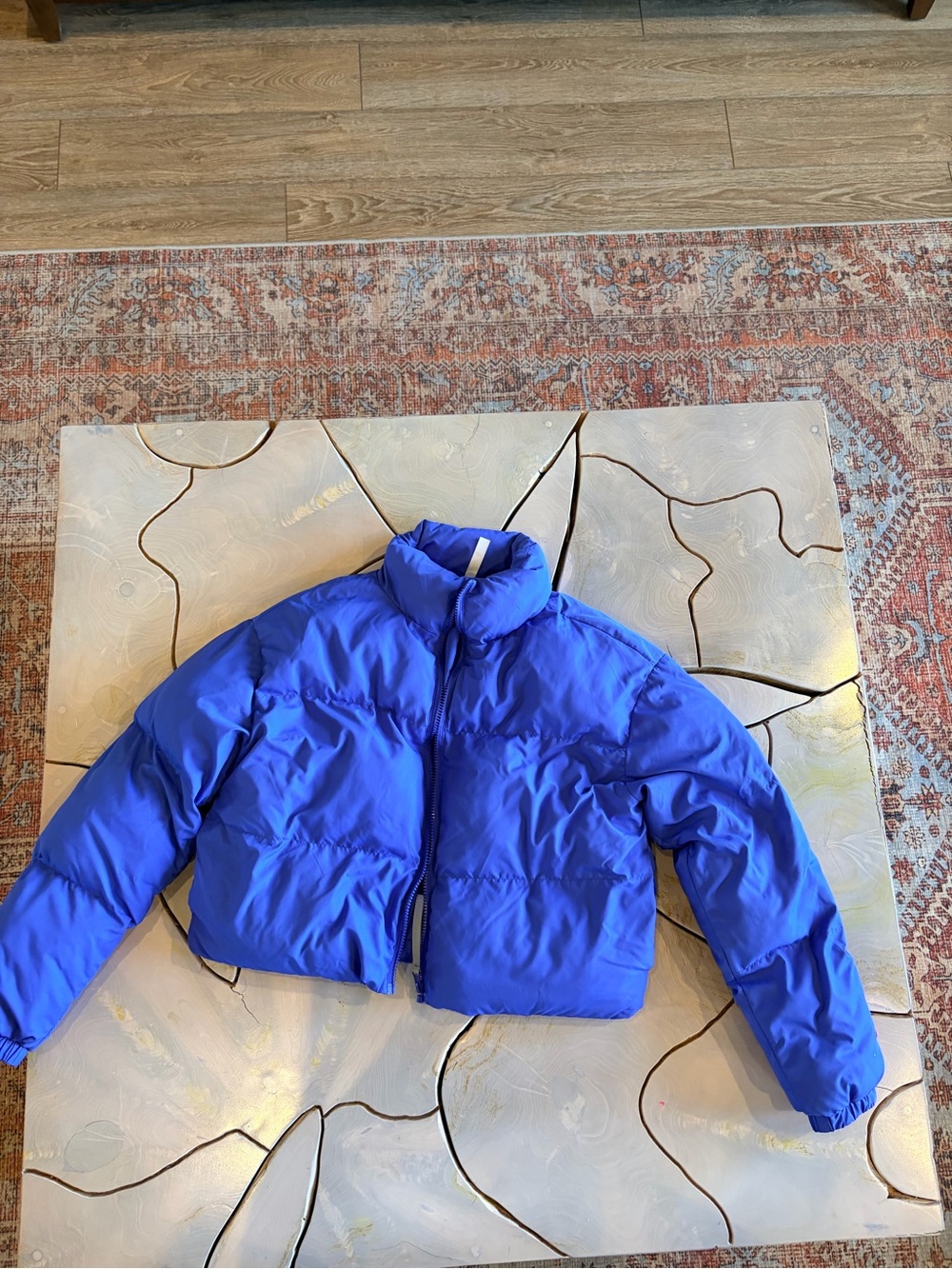 Fabletics Royal Blue Cropped Puffer Jacket
